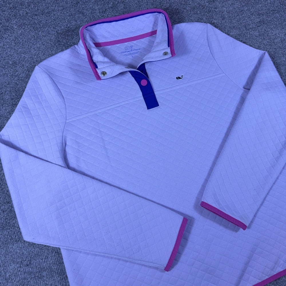 Vineyard Vines Womens Classic Shep Shirt Quilted Lavender Preppy Pullover L